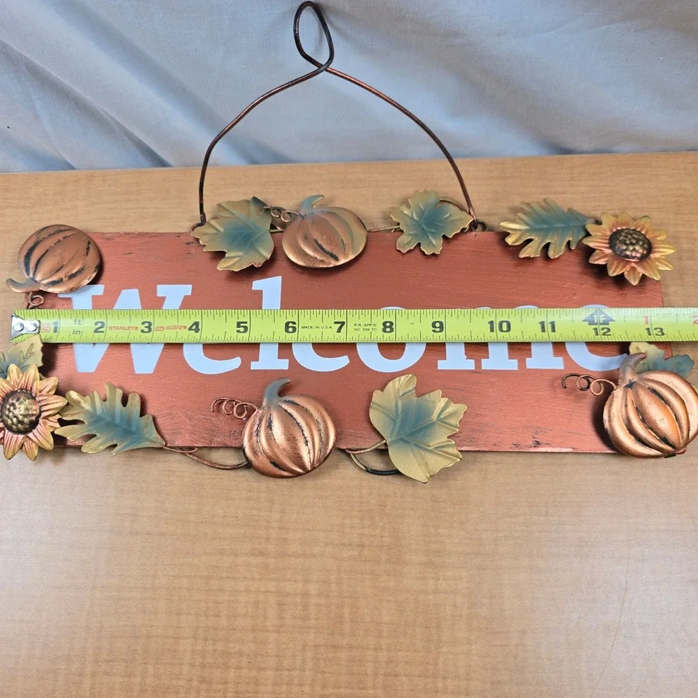 Thanksgiving Halloween Fall Autumn Hanging Welcome Sign Tin ~13